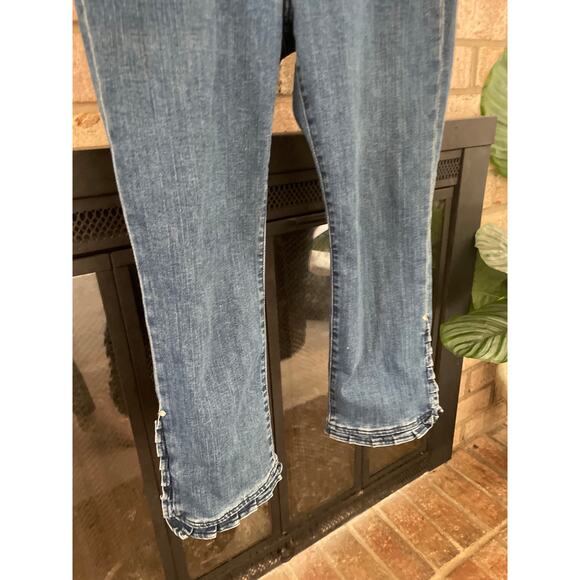Soft Surroundings Arabella Ruffle Cropped Jeans Size 6 Petite Scallop Split Leg - Picture 5 of 9